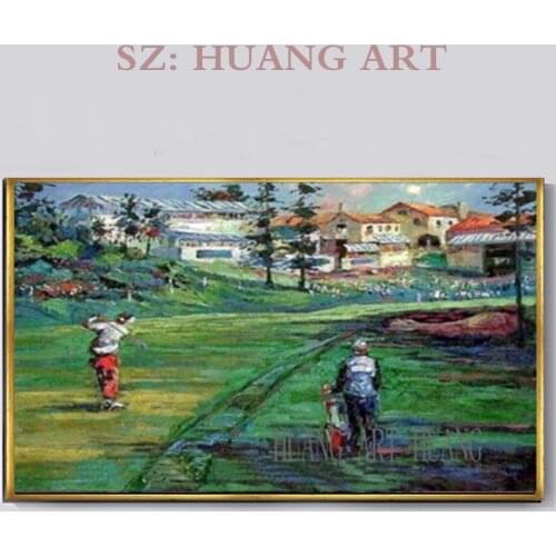 Unframed Cartoon Top Pure Hand-painted Oil Painting On Canvas Children Play Golf Painting Modern Home Decoration Art Picture