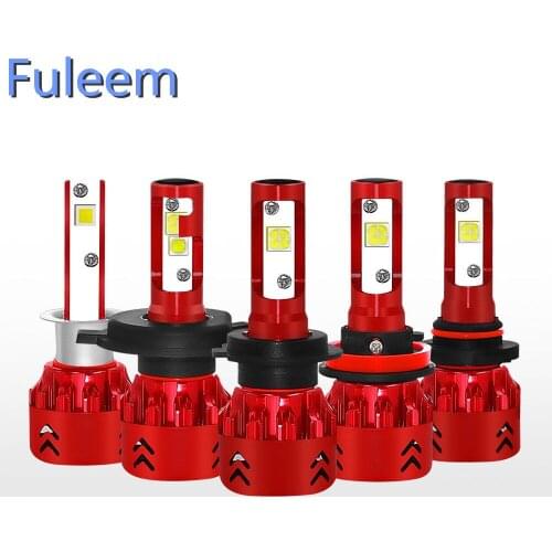 Fuleem 2PCS LED Headlight Kits Mini 7 Led Fog Bulbs Conversion Kits XHP50 LED Bulbs H1 H4 H7 H11 9005 9006 80W 9600LM 12V 24V