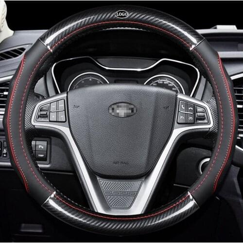 For Land Rover Car Carbon Fiber Leather Steering Wheel Covers Interior Accessories 38cm Defende Range Rover Evoque Car Styling