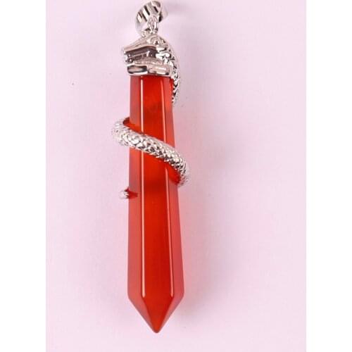 Red Carnelian Bead Pendant Snake Jewelry For Woman Gift 1PCS S577