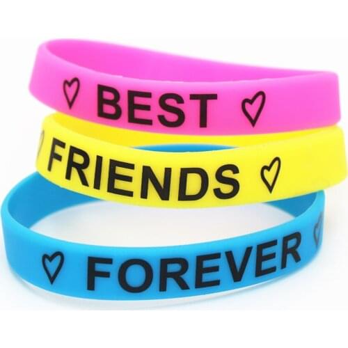 Hot Sale 1PC Fashion Motivational Best Friends Forever Silicone Wristband Friendship Silicone Bracelet&Bangles Gifts SH159