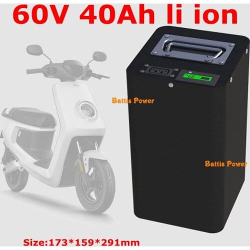 60v 40ah lithium battery li ion battery pack with BMS for 3000w e-bike scooter bicycle motorcycle vehicle + 5A charger