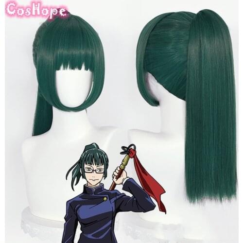 Maki Zenin Cosplay Jujutsu Kaisen Cosplay 60cm Christmas Dark Green Wig Cosplay Anime Cosplay Wigs Heat Resistant Synthetic Wigs