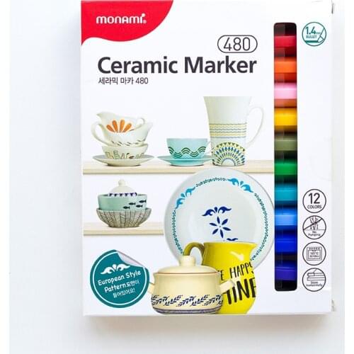 12pcs Monami 480 Ceramic Marker Pen Set 1.4mm Point Drawing for Mug Cup Bowl Home DIY Art Decoration School Kids Gift A6470