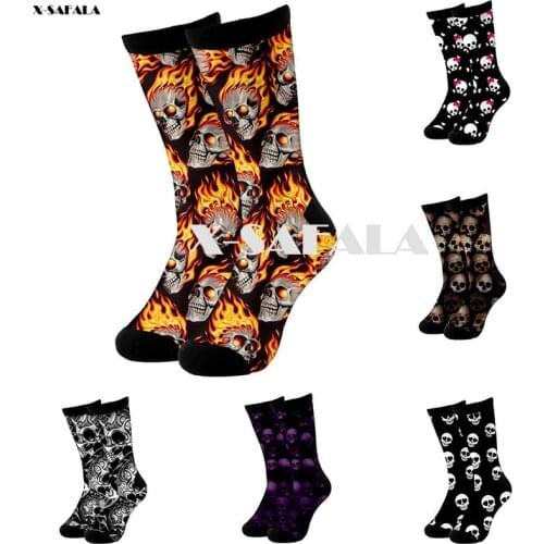 Christmas Halloween Skull Head Viking 3D Fashion Long Socks Cycling Casual Novelty High Socks Men Women Cotton Funny Colorful-6