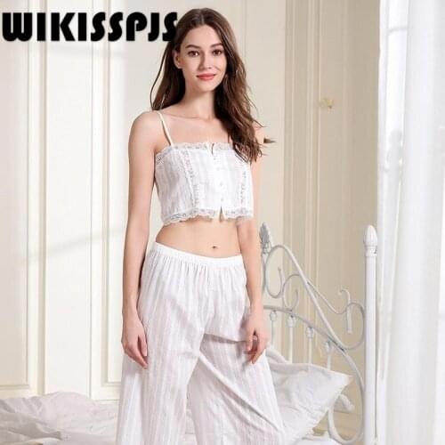 New Summer 2021 Sexy Navel Suspender Pants Loose and Comfortable Home Clothes Pajamas for Women Sleep Tops Lounge Wear
