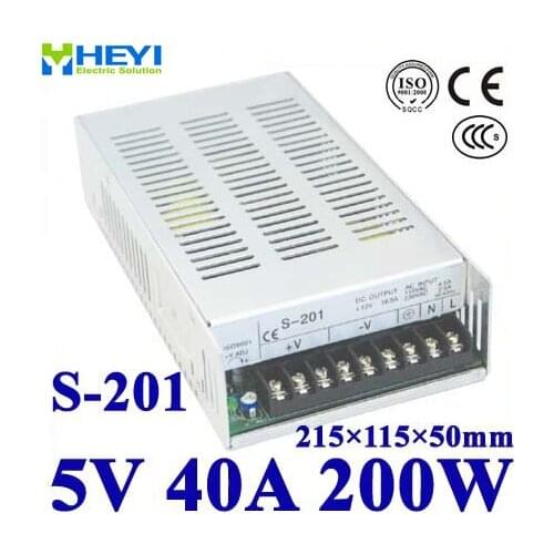 Single output switching power supply 5V 40A 100~120V/200~240V AC input LED power supply 200W