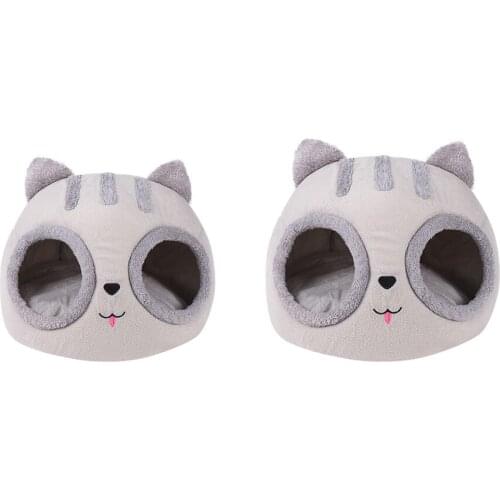 Warmer Pet Nest Bed Portable Kennel House Semi-closed Detachable Shaped Pets Tent Soft Plush Sponge Home for Small Cats