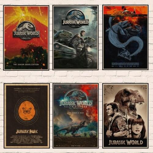 Jurassic Park Movie Posters JURASSIC WORLD Poster Vintage Style Wall Stickers Kraft Paper Prints Home Decoration A2