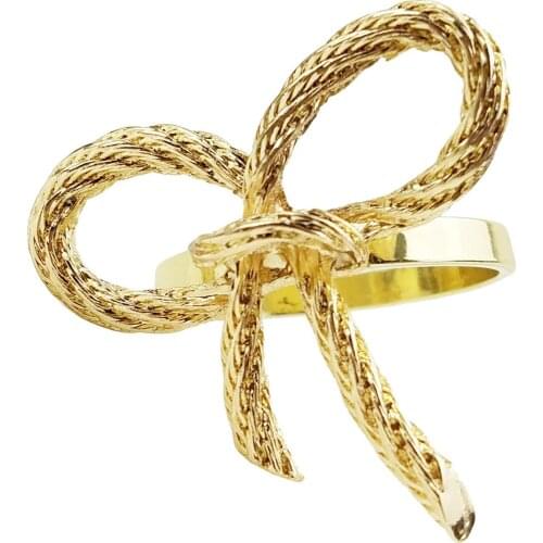 Bowknot Metal Napkin Buckle, Wedding Gold Exquisite Napkin Ring,for Banquet Hotel Dinner Parties Home Dining Table Decoration