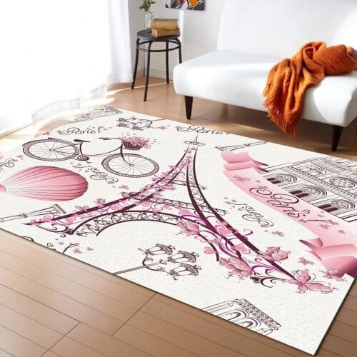 Pink Tower Street Lamp Bicycle Carpet Bedroom Room Bedside Blanket Rug for Living Room Cloakroom Carpet Bedroom Decor