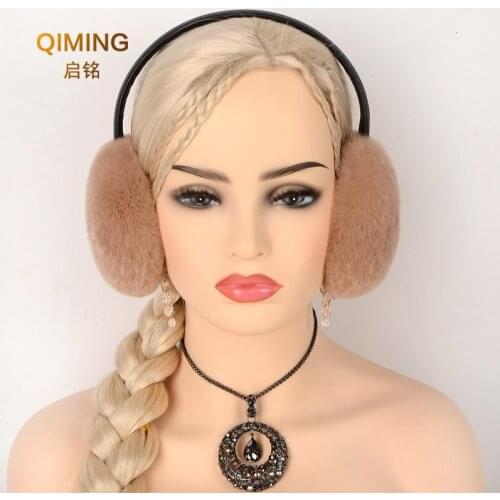 Russian Winter Accessories for 100% Natural Rex Rabbit Fur Earmuff Men Women Warm Fashion Earflap Plush Fluffy Ear Warmer Muffs