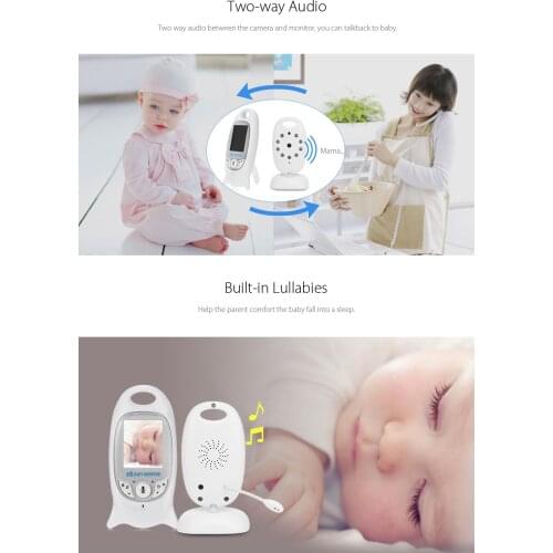 SITU VB601 Wireless Baby Monitor Infant 2.4GHz Digital Video Baby Monitor Temperature Display Night Vision Music Nanny Monitor