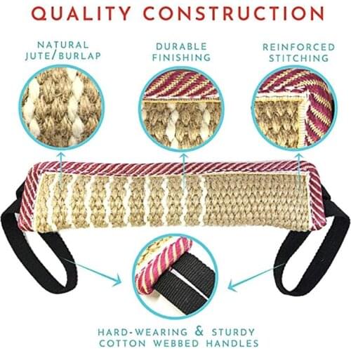 Dog Tug Bite Pillow Toy with 2 Rope Handles Puppy Strong Linen Chew Training Toy
