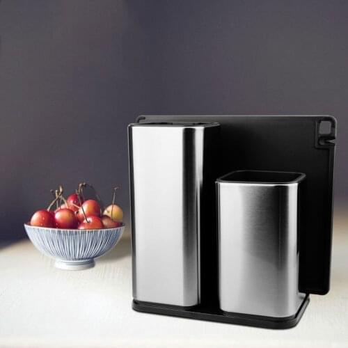 Staniless Steel 3 in 1 Knife Holder Cutlery Storage Box Chopping Board Stand Organizer Container Kitchen Accessories Gadgets