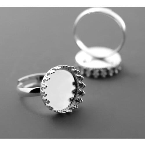 10Pcs Fitting 15mm Round Glass Cabochon Adjustable Base Bezel Base Setting Ring Blanks For DIY Making