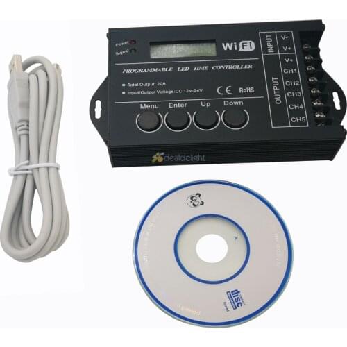 TC421 WiFi LED Time Controller DC12 DC24V Programmable dimmer rgb aquarium lighting timer input 5 channels for led strip