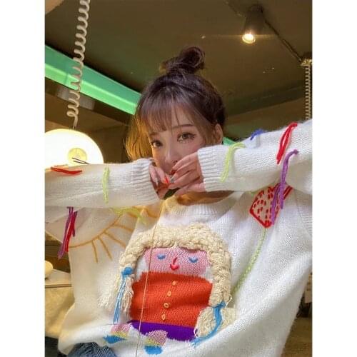 Sweater Autumn Women Casual Pullovers Cute Cartoon Girls Knitted Sweater Fashion Knit Colorful Tassels Sweater Women SY033