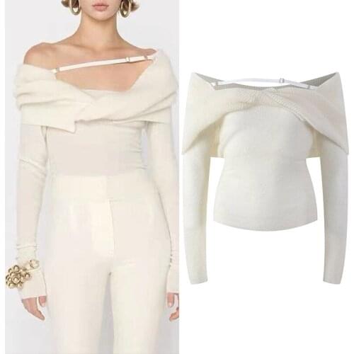 Merino Wool Sweaters Women Pullovers Mohair Knit Tops Slim Long Sleeve Sexy Knot Casual Jumper Jersey Office Lady Korean Clothes