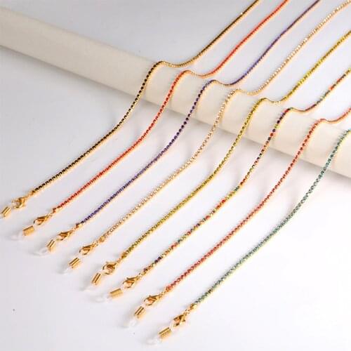 Gold Color Iced Out Chain for Glasses Women Fashion Face Mask Chains Crystal Sunglasses Lanyard Christmas Jewelry Neck Holder