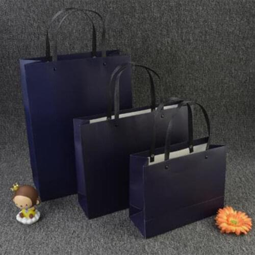 Dark blue 100PCS/LOT High Grade Luxury Gift Bag Elegent Paper Bag Best Gift For Wedding & Party Portable Packaging