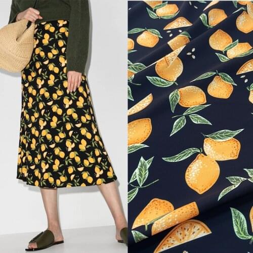European brand new digital printing fabric, lemon fruit pattern, sewing fabric factory store not out of stock