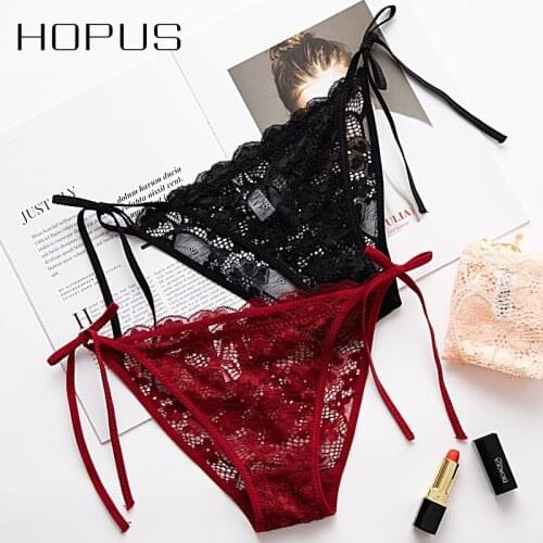 Woman Sexy Panties Comfortable Briefs Solid Sexy Lace Mid-waist Girl Underwear Transparent Lace Cue Fashion Bow Panties Female