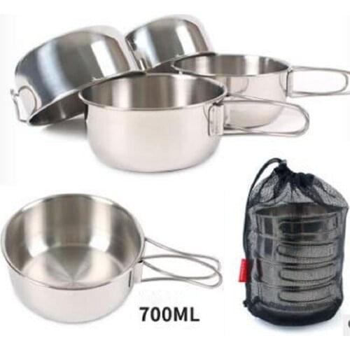 Outdoor folding bowl 304 stainless steel Hiking camping 700ml large folding bowl