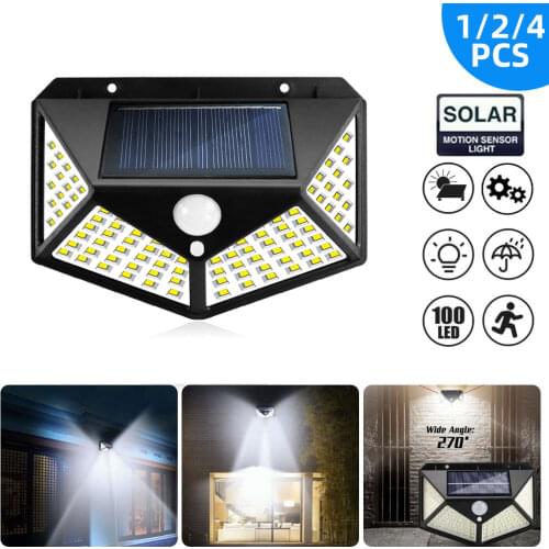 Outdoor Solar Led Light Tools Motion Sensor 100LED 3 Lighting Modes Waterproof Wall Sunlight Garden Decoration Street Lights