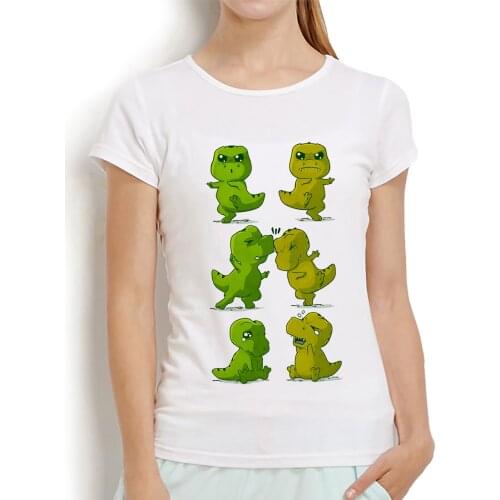 Cute Tyrannosaurus dinosaur T-Rex failed Fusion dance funny t shirt women summer new white casual femme kawaii anime t-shirt