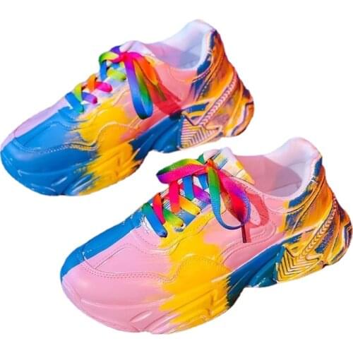 Womens shoes 5cm thick-soled sports shoes casual walking shoes sports shoes breathable street sports colorful vulcanized shoes