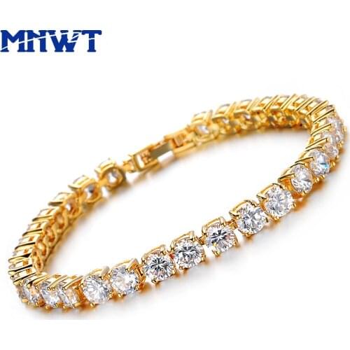 MNWT Golden Bracelet Women Cubic Zirconia Tennis Bracelet & Bangles For Woman Christmas Gifts New Fashion Lady Jewelr