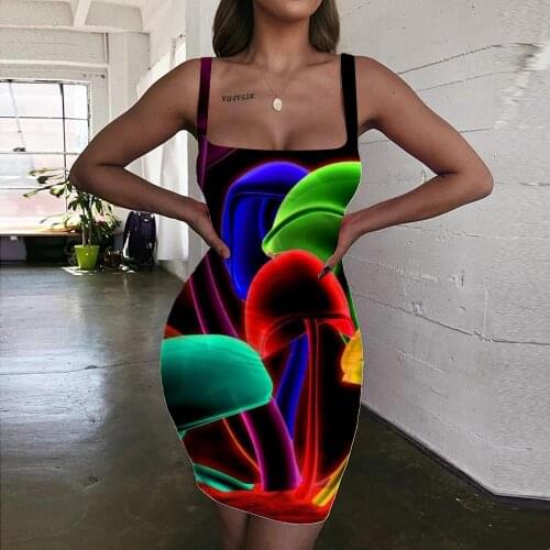 KYKU Brand Colorful Dresses Women Neon Lights Bodycon Dress Rainbow Sundress Harajuku Vestido Sexy Womens Clothing Mini Evening