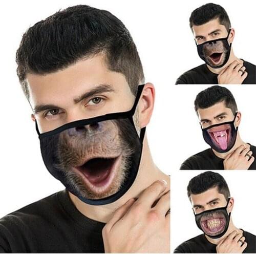 1pc Adult Men Women Fashionable Face Mask Pattern Cotton Mouth Masks Funny Outdoor Masque Halloween Cosplay