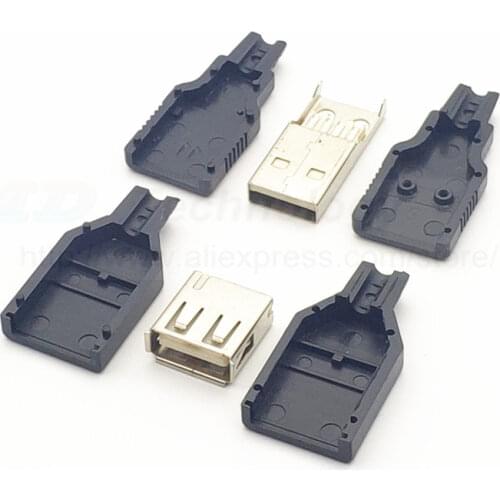 New 10pcs Type A Male USB 4 Pin Plug Socket Connector With Black Plastic Cover Hot Sale