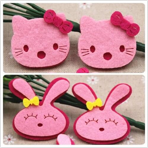 10pcs rabbit/KT Non-woven patches glitter Felt Appliques for clothes Sewing Supplies