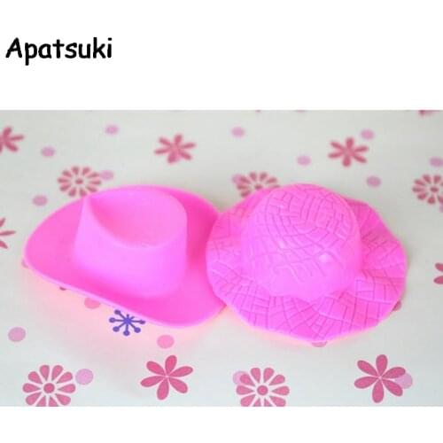 5pcs/lot Plastic Pink Hat Headwear Hairwear For Barbie Dolls For 1/6 BJD Doll House Sweet Doll Accessories Gifts