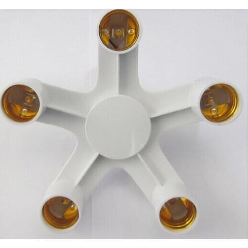High quality 5 In 1 E27 Base Socket Adapter E27 to 5 E27 adapter Converter E27 Lamp Holder Converter lamp adapter