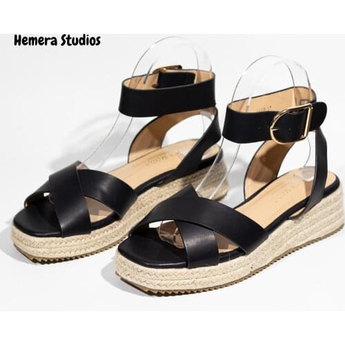 Hemera Studios sandals platform Esparto Mini wedge Women summer 2021 flat espadrille Multicolor buckle handmade ring