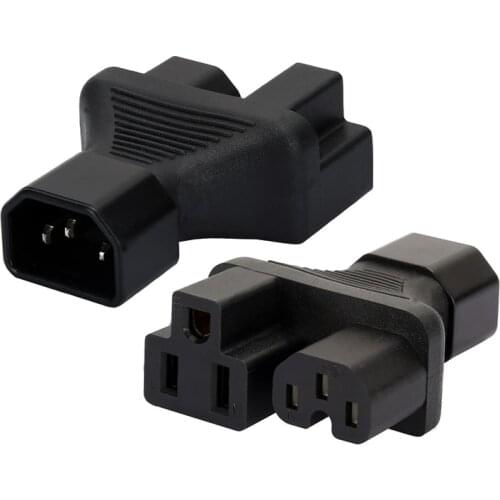 C14-5-15R+C15 Power Adapter,IEC320 C14 To US 5-15R+IEC320 C15 Connector Y Splitter Converter Male To Two Female PDU/UPS Chassis