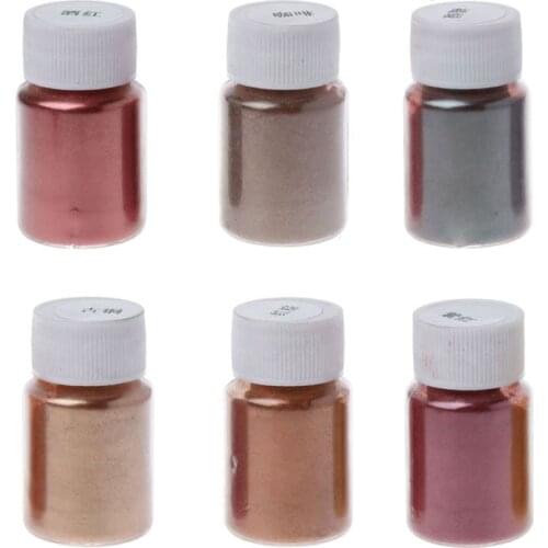 C90C 6 Color Cosmetic Grade Resin Powder Natural Mica Mineral Pearlescent Pigment Soap Makeup Colorant Dye Jewelry Making