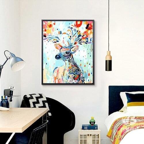 DIY Painting By Numbers Kits Deer Animal Picture By Numbers For Adults Modern Wall Art Decors Handpainted Unique Gift