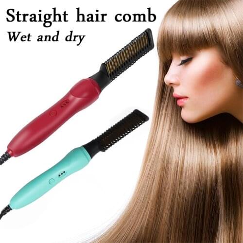 Electric Hair Straighten Brush For Wet & Dry Hair Multifunctional Heating Ionic Styling Comb Beard Straightener/Curler Beauty