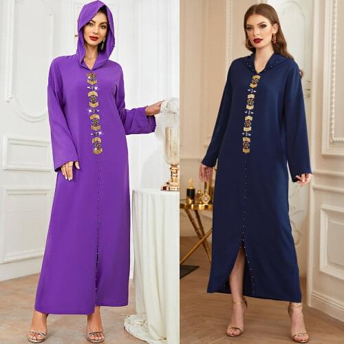 Moroccan Kaftan Dubai Abaya Turkey Caftan Muslim Women Diamonds Hijab Dress Islamic Clothing Arabic Robe Gown Ramadan Eid Abayas
