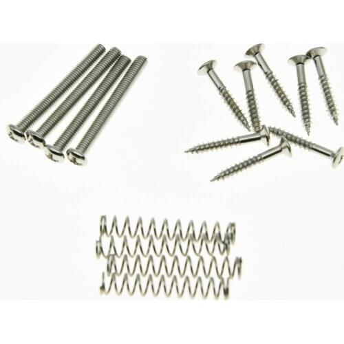 KAISH Humbucker Pickup Height Screws Kit Pickup Ring Surround Mounting Screws Chrome