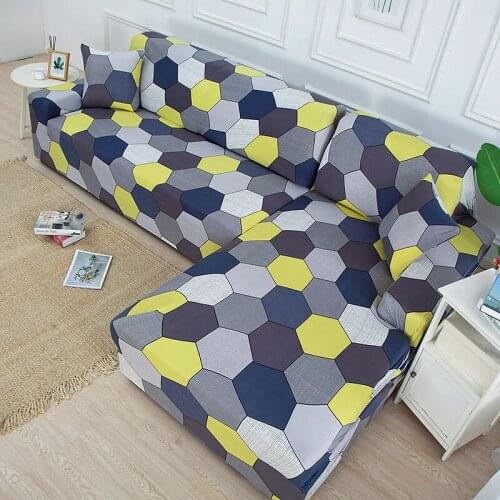 Geometric Sectional L Shape Stretch Elastic Sofa Cover Set Corner Anti-dust Polyester Furniture Protector for Living Room
