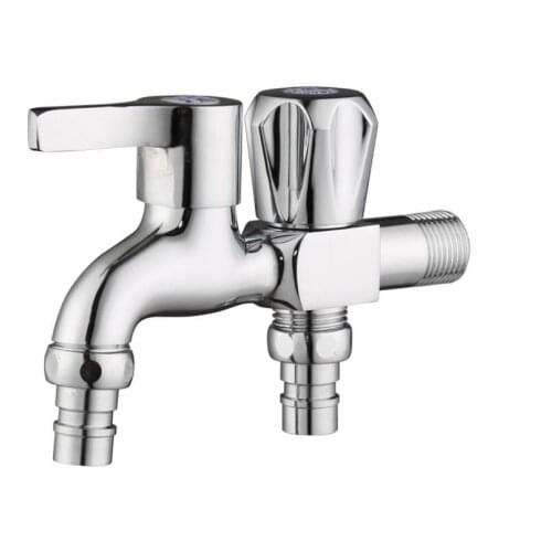 G1/2 Brass One-in Two-out Multi-function Washing Machine Faucet, Mop Pool Double Tap , Shower/Spray Outlet Water Angle Valve