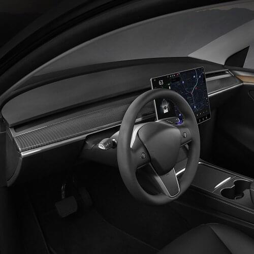 LHD! Car Accessories for Tesla Model Y 2020 2021 ABS Carbon Fiber Grain Interior Middle Console Decoration Cover Trim 2pcs