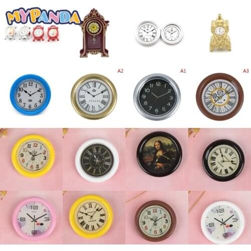 25 Styles Miniature Wall Clock Play Doll Houses Miniaturas Home Decor Accessories Toy Play Furniture Toys 1:12 Scale Dollhouse