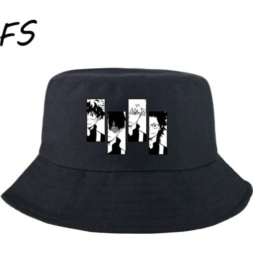 Mens Fisherman Hat My Hero Academia Solid black Sun Hat Mountaineering Cap Fishing Panama Hat Unisex bucket hat for women boys